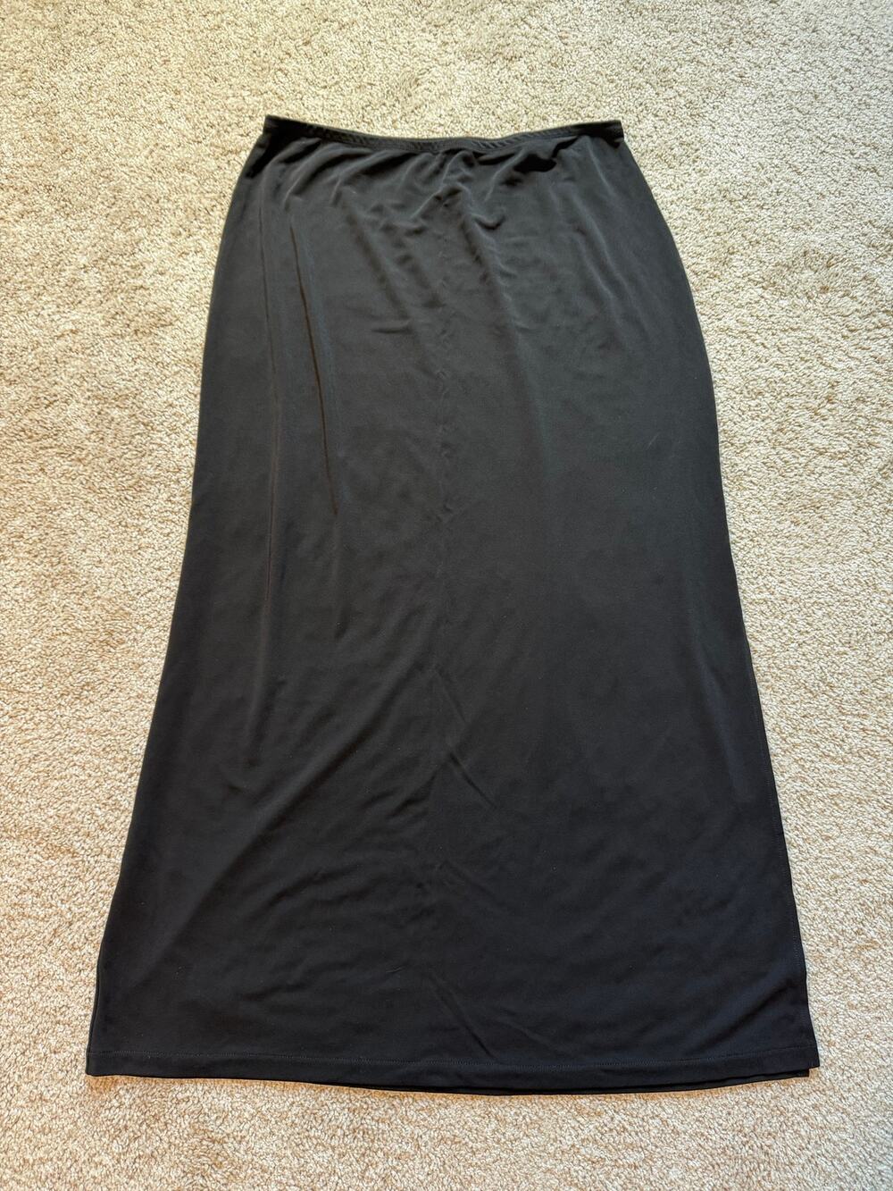 Valerie Stevens Black Maxi Skirt Women's XL Stretch Side Slit Whimsygoth Indie
